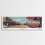 Lubbock Texas Panoramic Painting, Mid Century Modern Framed Canvas Print, Retro Pop Art Travel Poster, Living Room Decor, Gift Idea