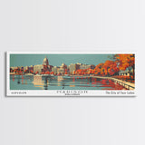 Madison Wisconsin Panoramic Wall Art, Mid Century Modern Framed Canvas Print, Retro Pop Art Travel Poster, Office Decor, Gift Idea