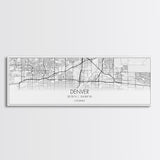 Panoramic Denver City Map, Colorado Art, Map Print, Minimalist Wall Art, Canvas Art, Housewarming Gift, Street Map Art, Closing Gift