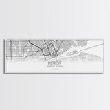 Panoramic Detroit City Map, Michigan Art, Map Print, Minimalist Wall Art, Canvas Art, Housewarming Gift, Street Map Art, Closing Gift