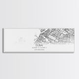 Panoramic Dubai City Map, United Arab Emirates Art, Map Print, Minimalist Wall Art, Canvas Art, Housewarming Gift, Street Map, Closing Gift