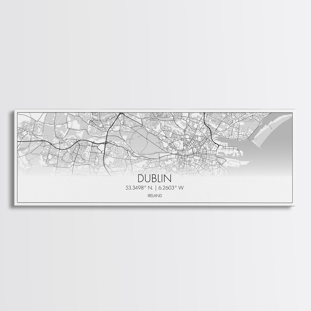 Panoramic Dublin City Map, Ireland Art, Map Print, Minimalist Wall Art, Canvas Art, Housewarming Gift, Street Map Art, Closing Gift