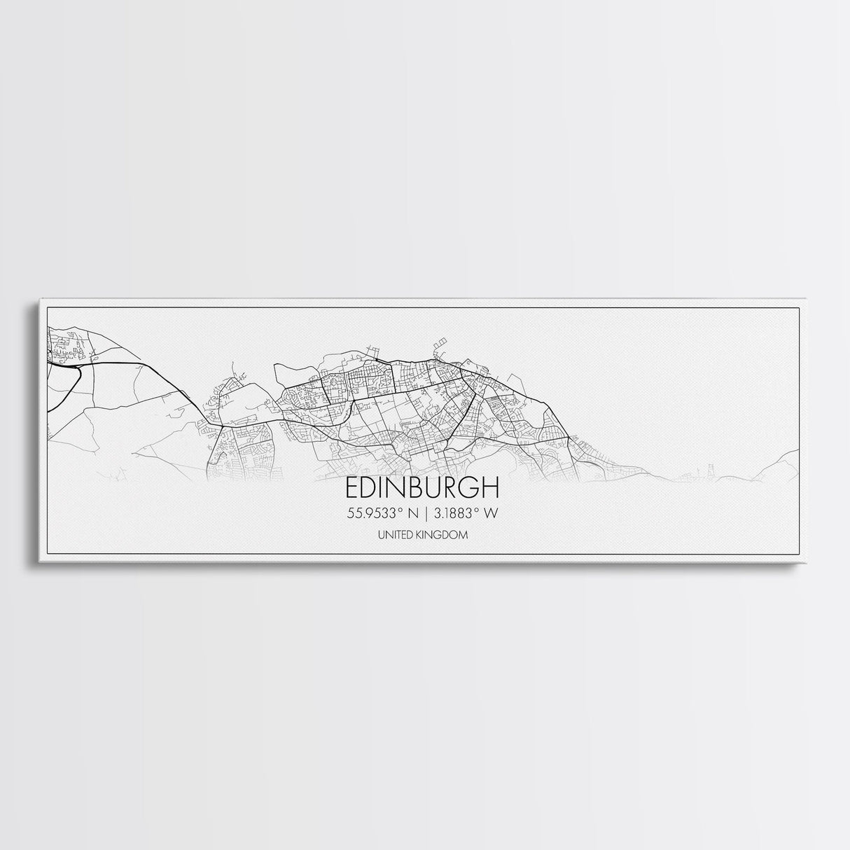 Panoramic Edinburgh City Map, United Kingdom Art, Map Print, Minimalist Wall Art, Canvas Art, Housewarming Gift, Street Map, Closing Gift