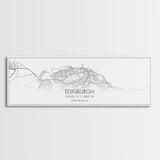 Panoramic Edinburgh City Map, United Kingdom Art, Map Print, Minimalist Wall Art, Canvas Art, Housewarming Gift, Street Map, Closing Gift