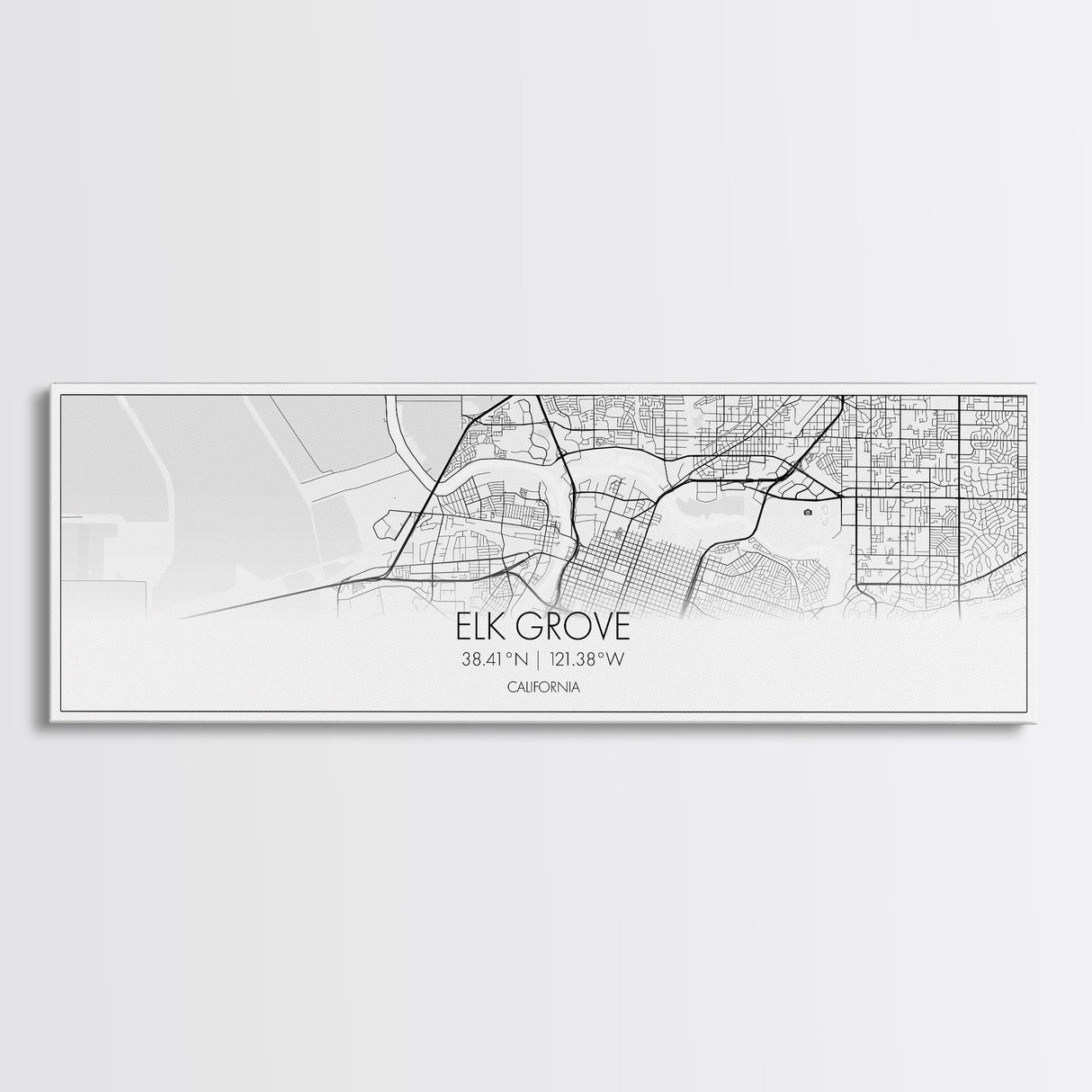 Panoramic Elk Grove City Map, California Art, Map Print, Minimalist Wall Art, Canvas Art, Housewarming Gift, Street Map Art, Closing Gift