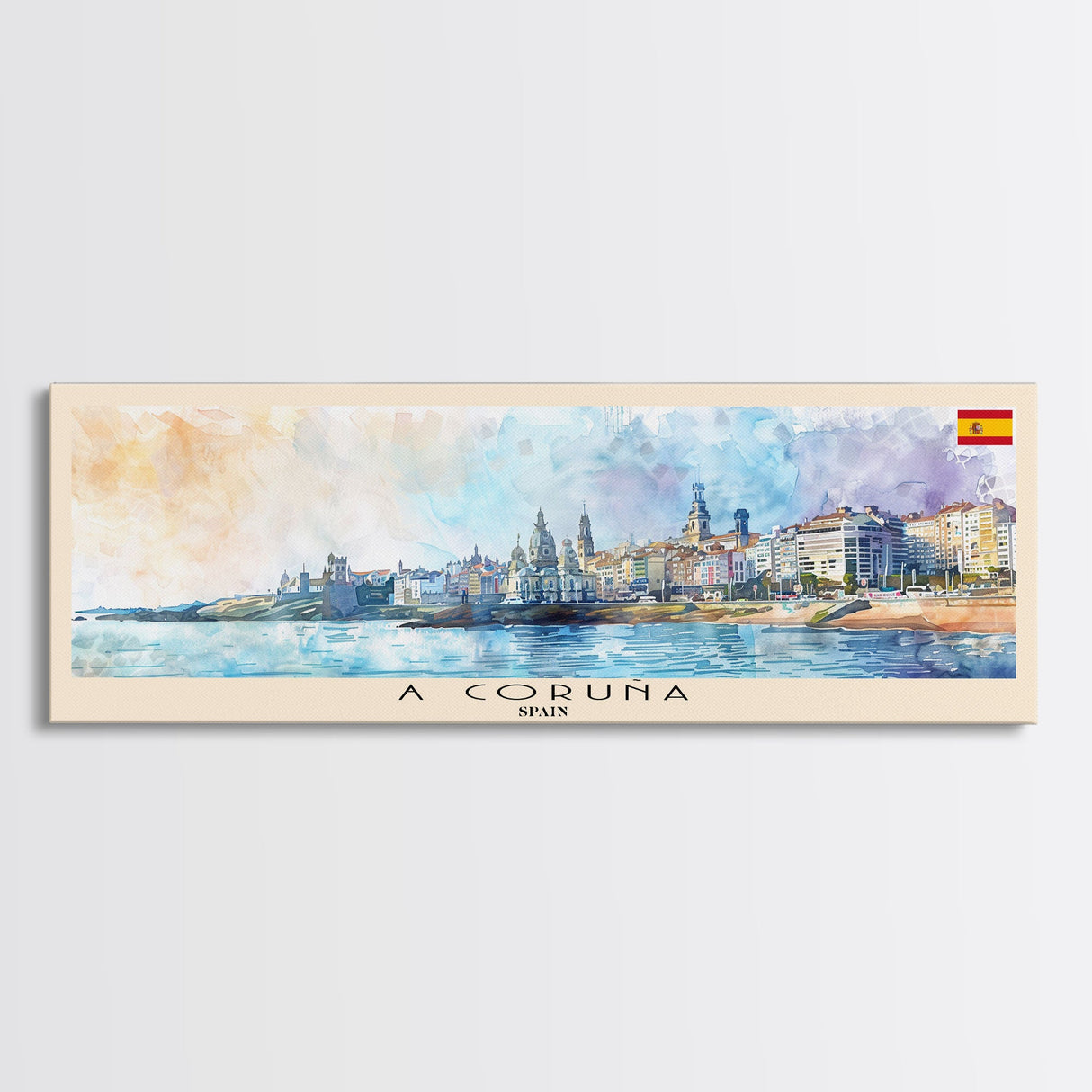 A Coruña Spain Travel Art, City Art, Framed Canvas Print or Metal Wall Art, Europe Travel Poster, Panoramic Wall Art, Extra Wide Wall Art