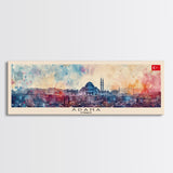 Adana Turkey Travel Art, City Art, Framed Canvas Print or Metal Wall Art, Europe Travel Poster, Panoramic Wall Art, Extra Wide Wall Art