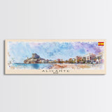 Alicante Spain Travel Print Wall Art, Panoramic City Art, Travel Art, Wall Decor, Vacation Gift, Framed Canvas Print Or Metal Art