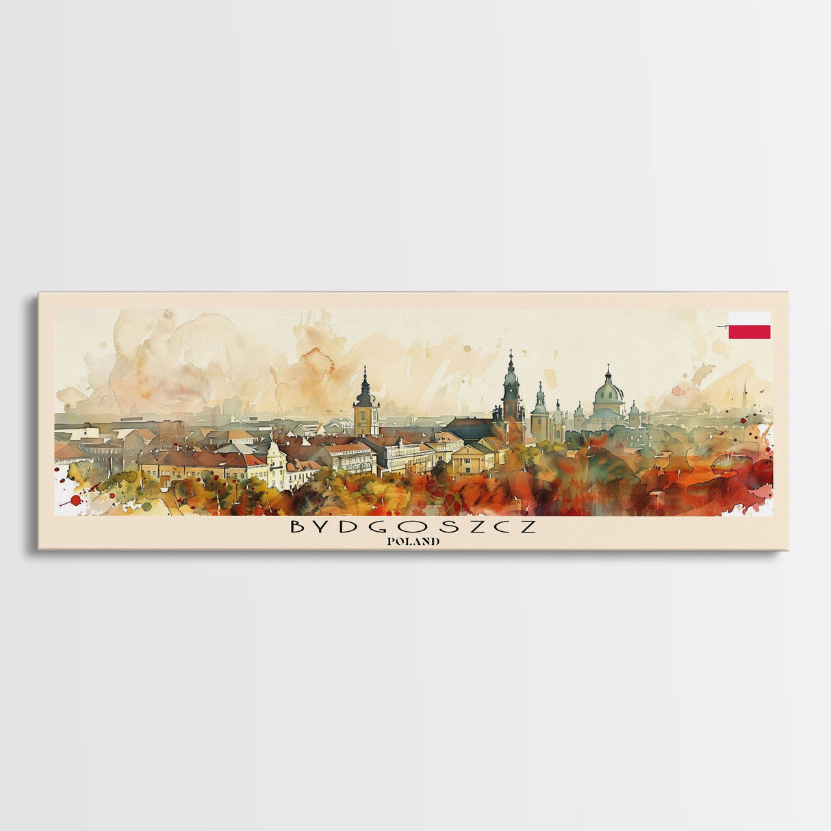 Bydgoszcz Poland Travel Art, City Art, Framed Canvas Print or Metal Wall Art, Europe Travel Poster, Panoramic Wall Art, Extra Wide Wall Art