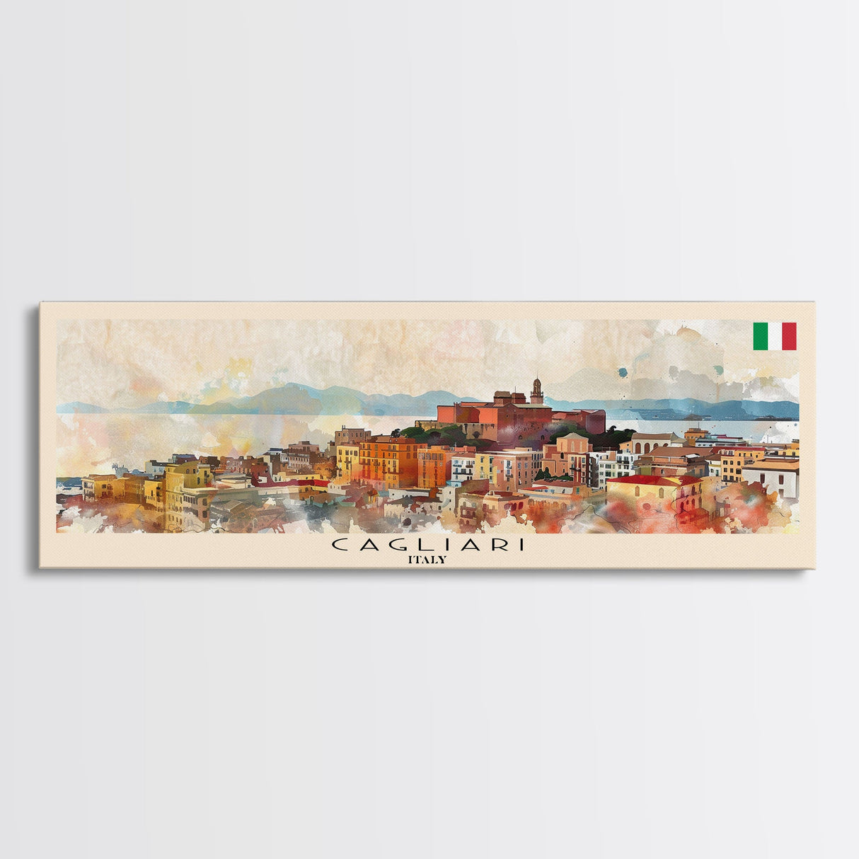 Cagliari Italy Wall Art, Panoramic Travel Poster, Panoramic Framed Canvas Print, City Wall Art, Wall Hanging Home Decor, Travel Art