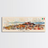 Cagliari Italy Wall Art, Panoramic Travel Poster, Panoramic Framed Canvas Print, City Wall Art, Wall Hanging Home Decor, Travel Art