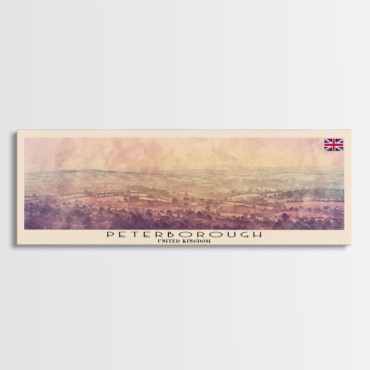 Peterborough United Kingdom Wall Art, Panoramic Travel Poster, Panoramic Framed Canvas Print, City Wall Art, Wall Hanging Home Decor, Travel Art