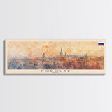 Podolsk Russia Panoramic Travel Poster, Framed Canvas Print or Metal Wall Art, Travel Art, Home Decor, Panoramic Painting, Midcentury Art