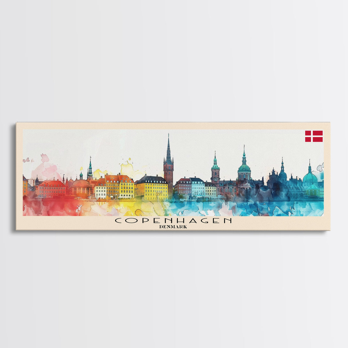 Copenhagen Denmark Travel Print Wall Art, Panoramic City Art, Travel Art, Wall Decor, Vacation Gift, Framed Canvas Print Or Metal Art