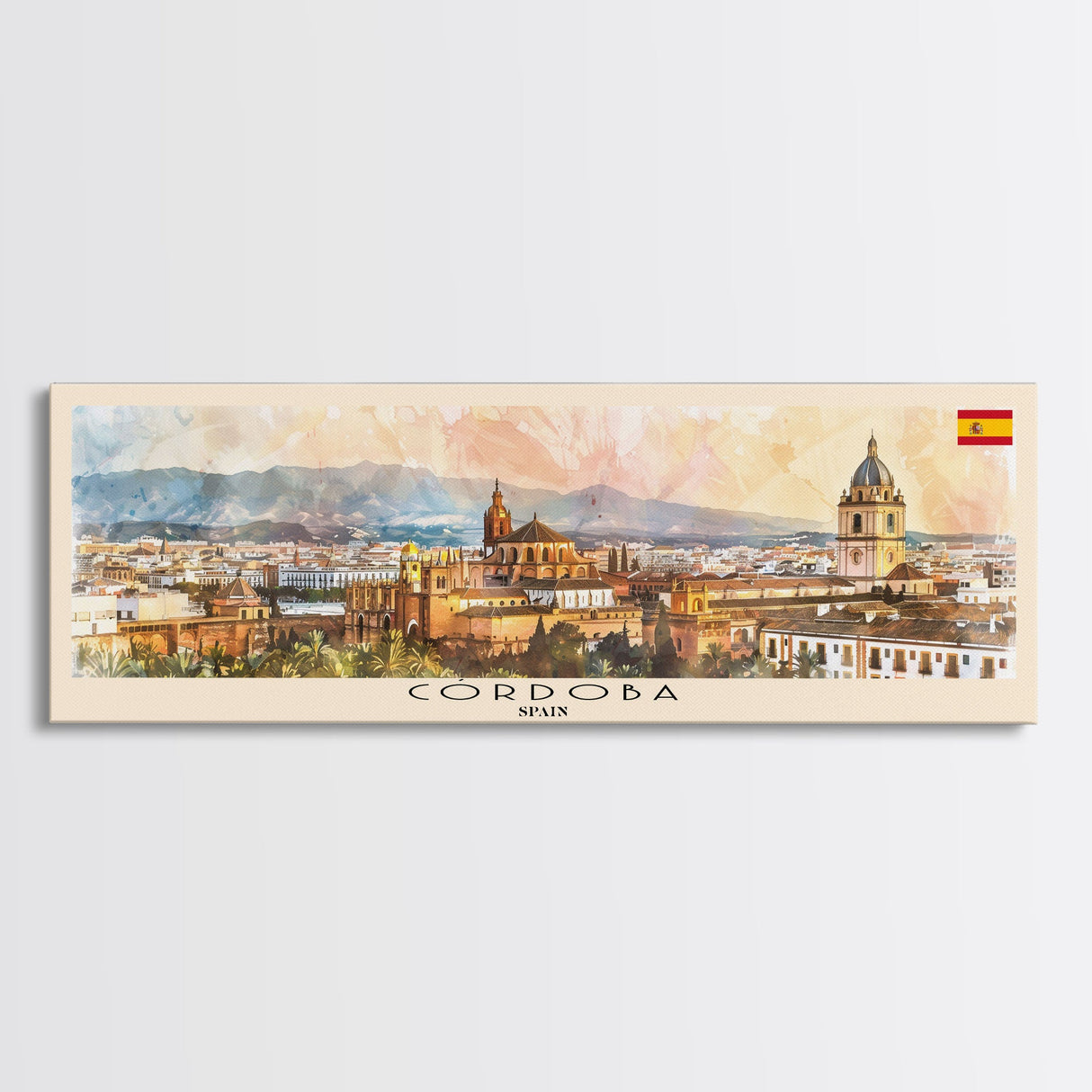 Cordoba Spain Travel Art, City Art, Framed Canvas Print or Metal Wall Art, Europe Travel Poster, Panoramic Wall Art, Extra Wide Wall Art