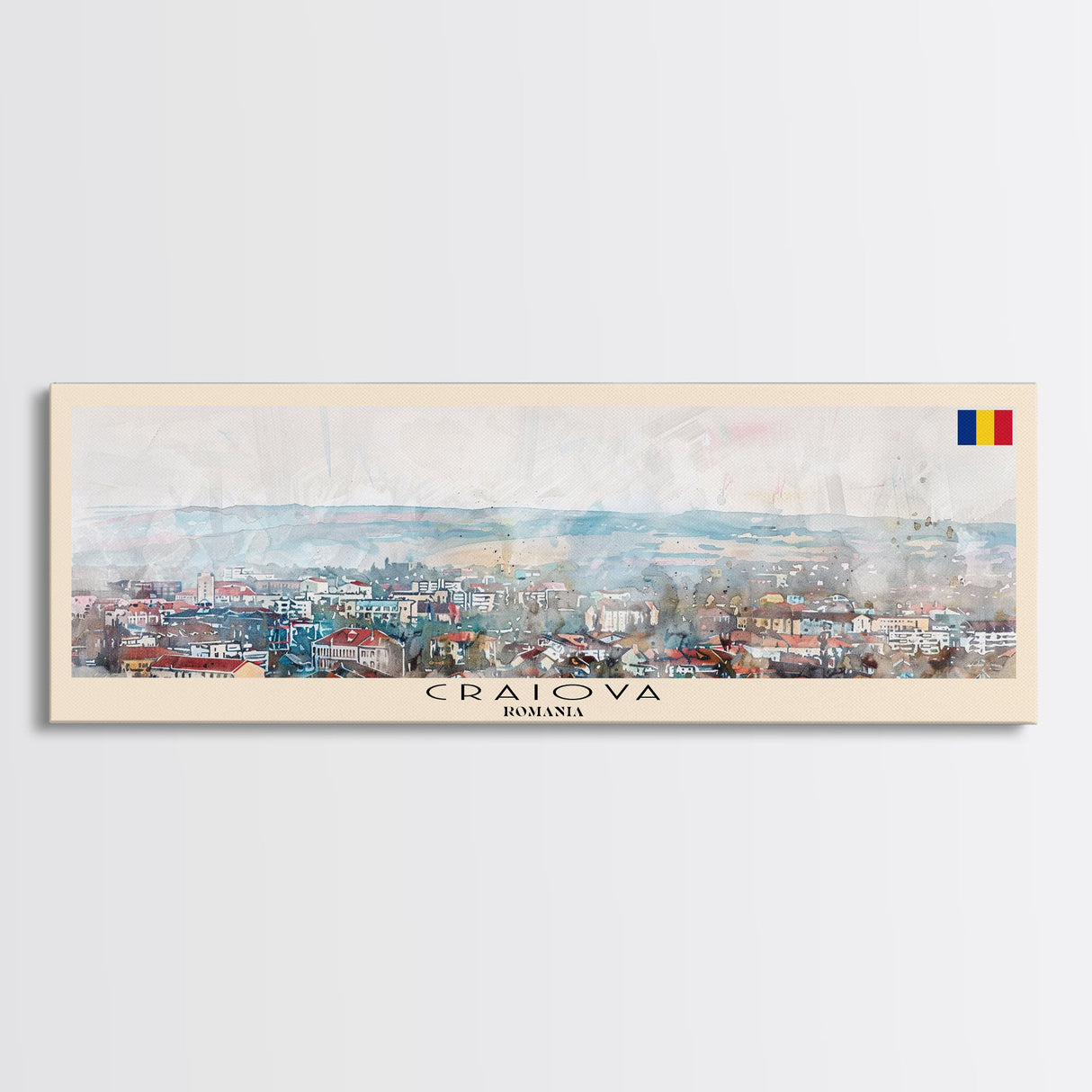 Craiova Romania Travel Print Wall Art, Panoramic City Art, Travel Art, Wall Decor, Vacation Gift, Framed Canvas Print Or Metal Art