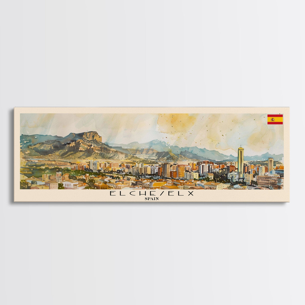 Elche Spain Travel Art, City Art, Framed Canvas Print or Metal Wall Art, Europe Travel Poster, Panoramic Wall Art, Extra Wide Wall Art