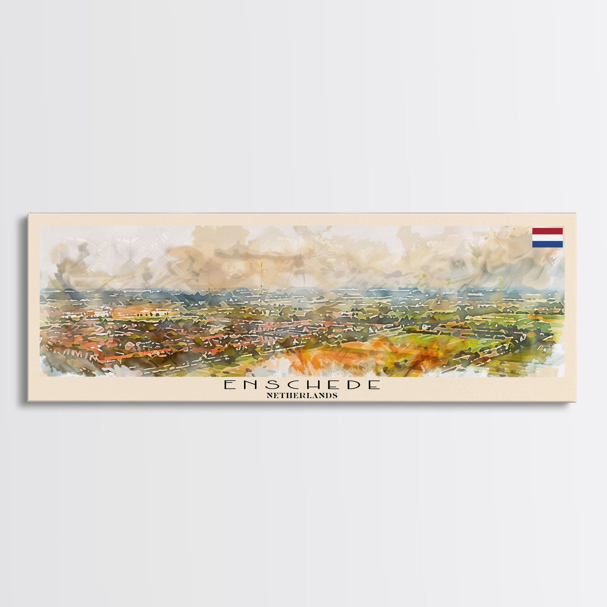 Enschede Netherlands Wall Art, Panoramic Travel Poster, Panoramic Framed Canvas Print, City Wall Art, Wall Hanging Home Decor, Travel Art