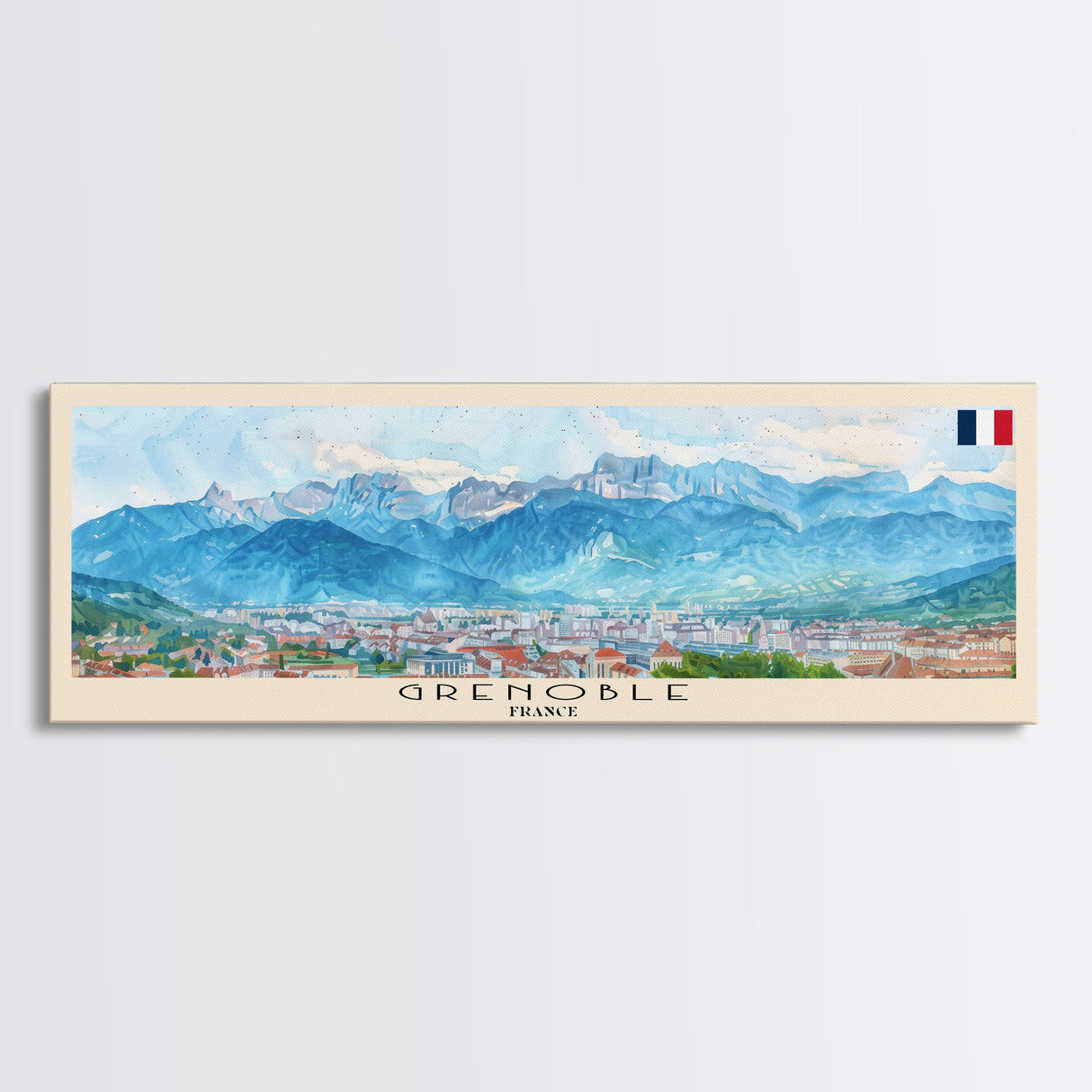 Grenoble France Travel Print Wall Art, Panoramic City Art, Travel Art, Wall Decor, Vacation Gift, Framed Canvas Print Or Metal Art