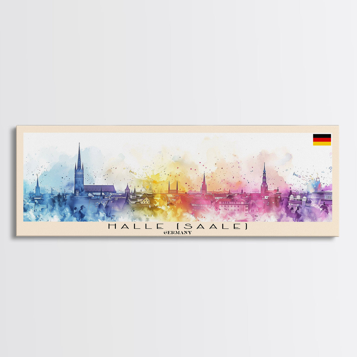 Halle Saale Germany Wall Art, Panoramic Travel Poster, Panoramic Framed Canvas Print, City Wall Art, Wall Hanging Home Decor, Travel Art