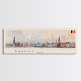 Hasselt Belgium Wall Art, Panoramic Travel Poster, Panoramic Framed Canvas Print, City Wall Art, Wall Hanging Home Decor, Travel Art