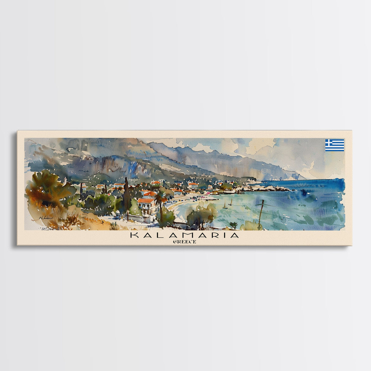 Kalamaria Greece Wall Art, Panoramic Travel Poster, Panoramic Framed Canvas Print, City Wall Art, Wall Hanging Home Decor, Travel Art