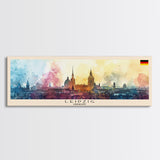 Leipzig Germany Travel Art, City Art, Framed Canvas Print or Metal Wall Art, Europe Travel Poster, Panoramic Wall Art, Extra Wide Wall Art