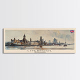 Liverpool United Kingdom Travel Art, City Art, Framed Canvas Print or Metal Wall Art, Europe Travel Poster, Panoramic Wall Art, Extra Wide Wall Art