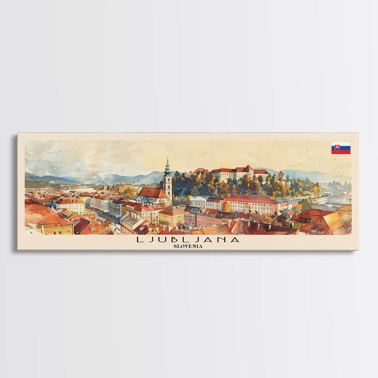 Ljubljana Slovenia Wall Art, Panoramic Travel Poster, Panoramic Framed Canvas Print, City Wall Art, Wall Hanging Home Decor, Travel Art