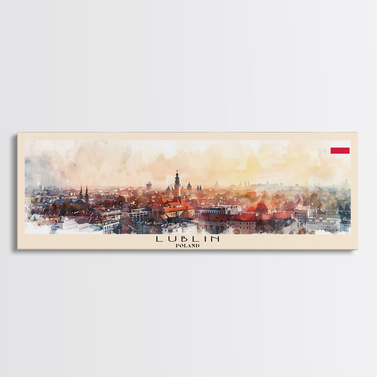 Lublin Poland Travel Print Wall Art, Panoramic City Art, Travel Art, Wall Decor, Vacation Gift, Framed Canvas Print Or Metal Art