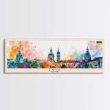 Lviv Ukraine Wall Art, Panoramic Travel Poster, Panoramic Framed Canvas Print, City Wall Art, Wall Hanging Home Decor, Travel Art