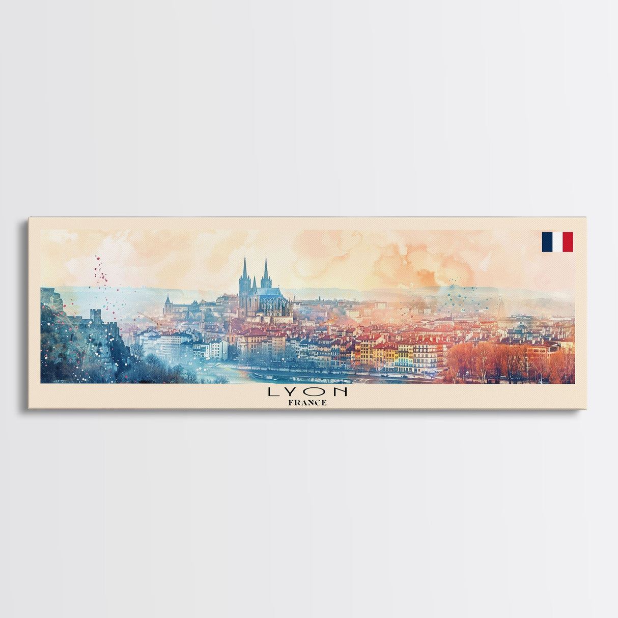 Lyon France Travel Print Wall Art, Panoramic City Art, Travel Art, Wall Decor, Vacation Gift, Framed Canvas Print Or Metal Art