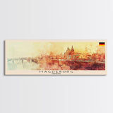 Magdeburg Germany Wall Art, Panoramic Travel Poster, Panoramic Framed Canvas Print, City Wall Art, Wall Hanging Home Decor, Travel Art