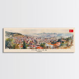 Manisa Turkey Wall Art, Panoramic Travel Poster, Panoramic Framed Canvas Print, City Wall Art, Wall Hanging Home Decor, Travel Art