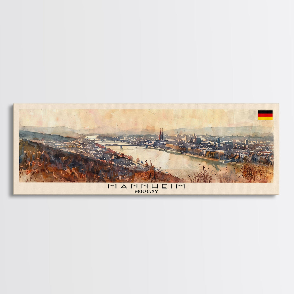 Mannheim Germany Travel Print Wall Art, Panoramic City Art, Travel Art, Wall Decor, Vacation Gift, Framed Canvas Print Or Metal Art