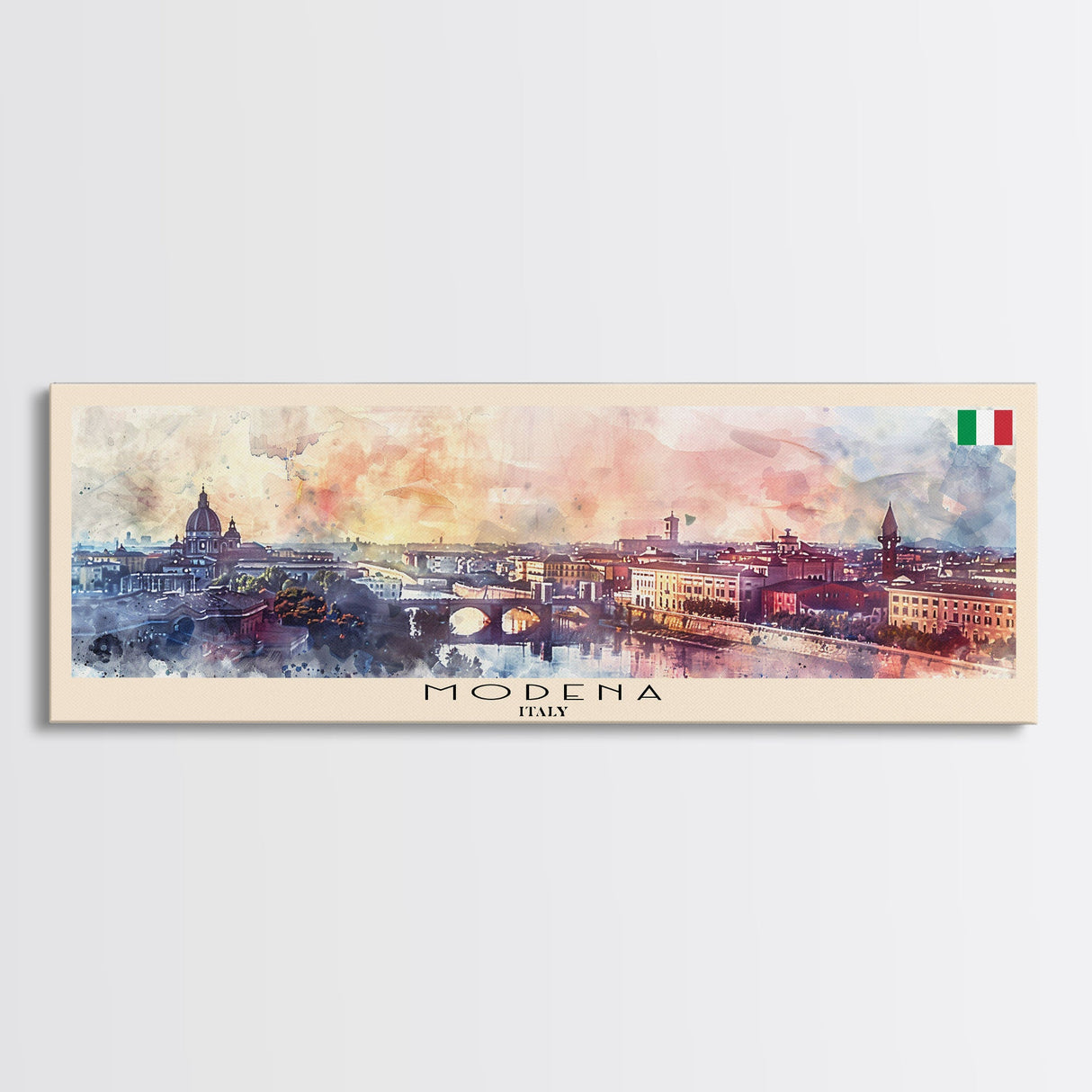 Modena Italy Travel Print Wall Art, Panoramic City Art, Travel Art, Wall Decor, Vacation Gift, Framed Canvas Print Or Metal Art