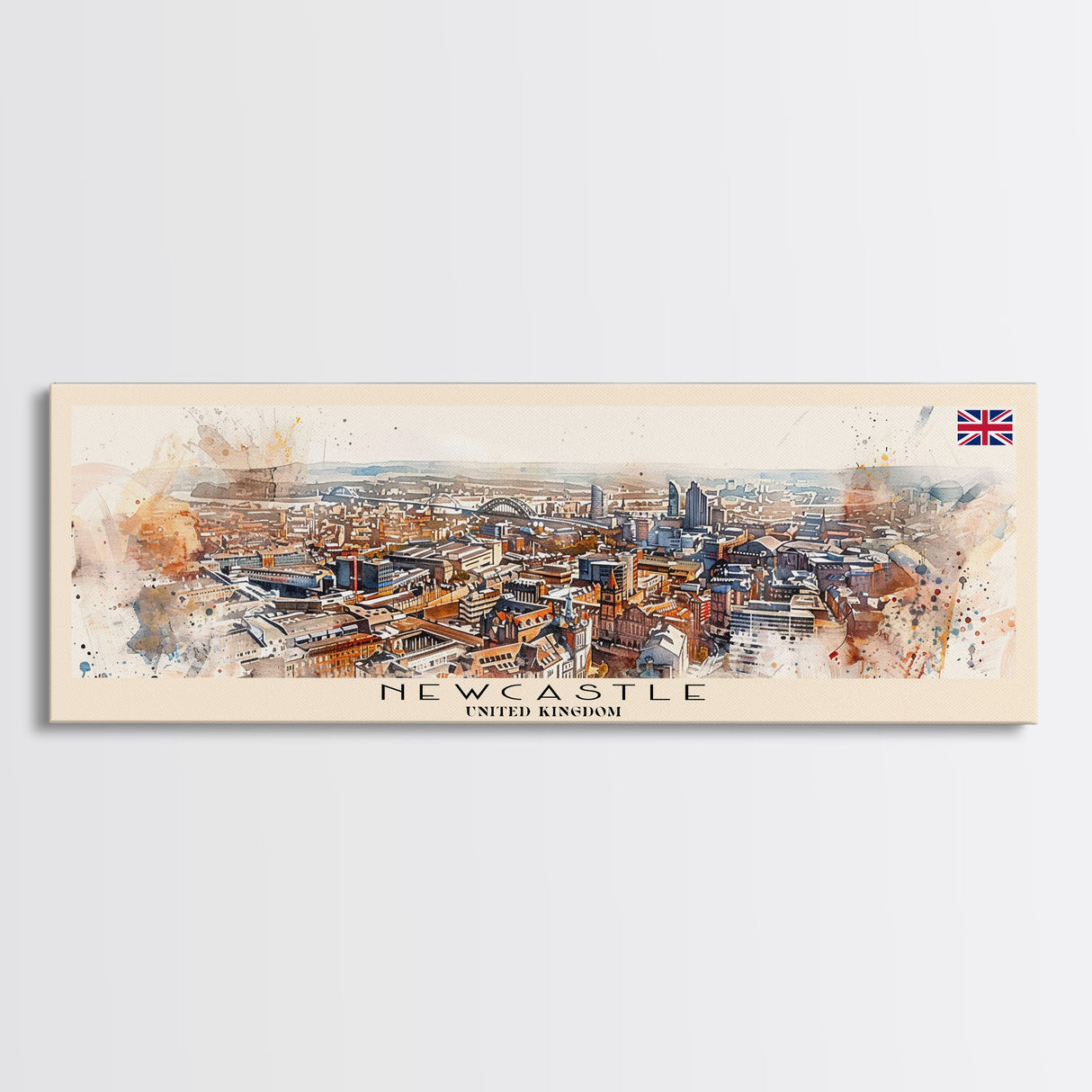 Newcastle United Kingdom Wall Art, Panoramic Travel Poster, Panoramic Framed Canvas Print, City Wall Art, Wall Hanging Home Decor, Travel Art