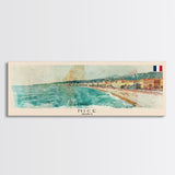 Nice France Travel Art, City Art, Framed Canvas Print or Metal Wall Art, Europe Travel Poster, Panoramic Wall Art, Extra Wide Wall Art