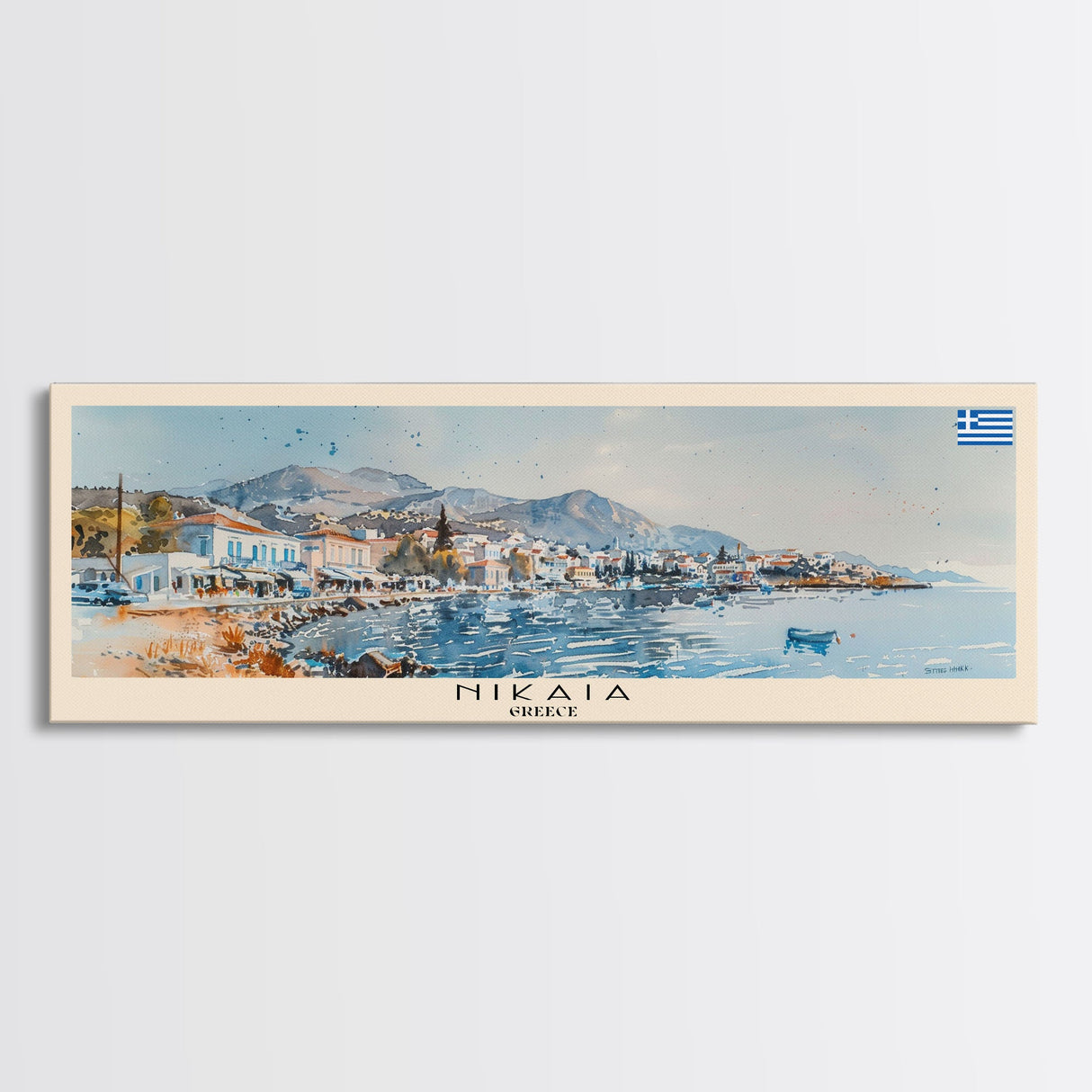 Nikaia Greece Wall Art, Panoramic Travel Poster, Panoramic Framed Canvas Print, City Wall Art, Wall Hanging Home Decor, Travel Art