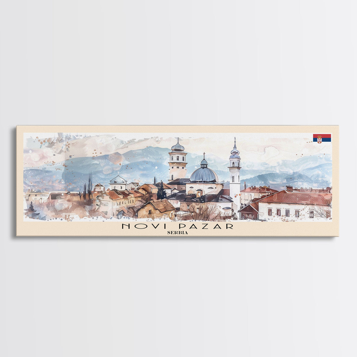 Novi Pazar Serbia Travel Print Wall Art, Panoramic City Art, Travel Art, Wall Decor, Vacation Gift, Framed Canvas Print Or Metal Art