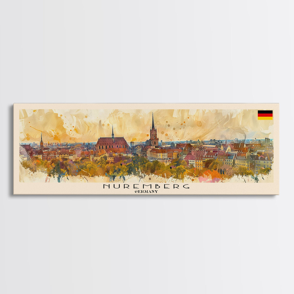 Nuremberg Germany Travel Art, City Art, Framed Canvas Print or Metal Wall Art, Europe Travel Poster, Panoramic Wall Art, Extra Wide Wall Art