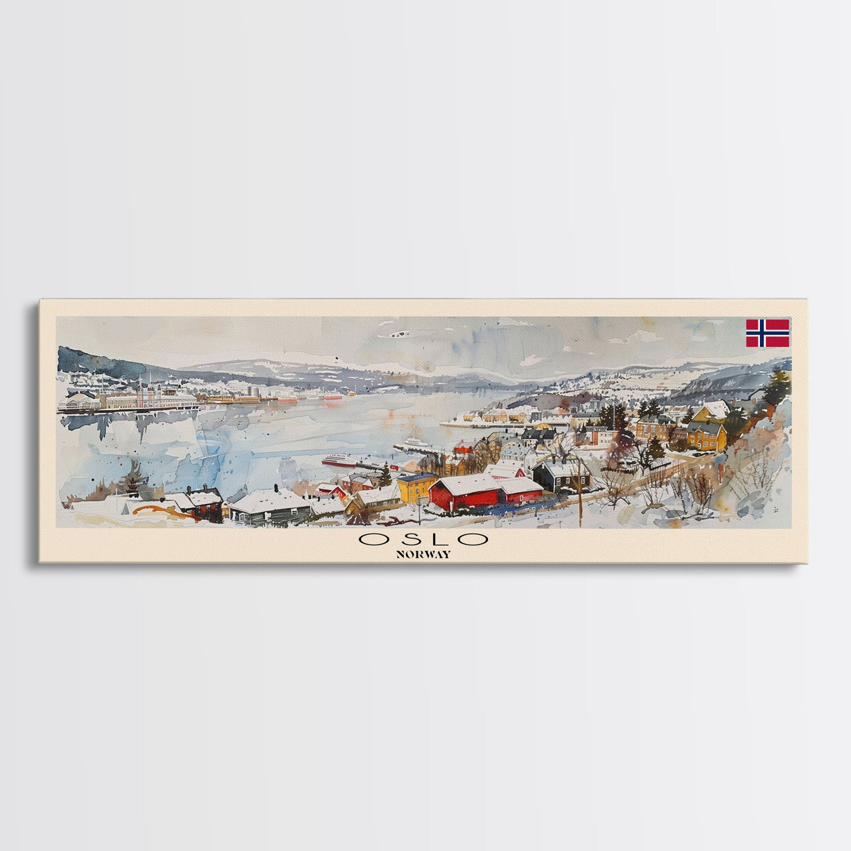 Oslo Norway Travel Art, City Art, Framed Canvas Print or Metal Wall Art, Europe Travel Poster, Panoramic Wall Art, Extra Wide Wall Art