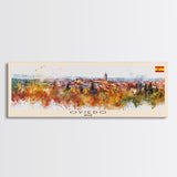 Oviedo Spain Travel Art, City Art, Framed Canvas Print or Metal Wall Art, Europe Travel Poster, Panoramic Wall Art, Extra Wide Wall Art