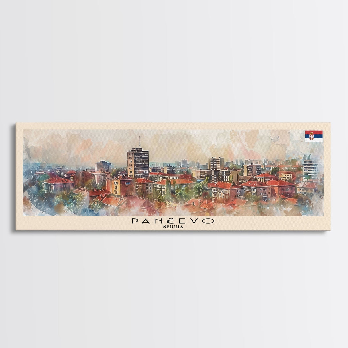 Panevo Serbia Wall Art, Panoramic Travel Poster, Panoramic Framed Canvas Print, City Wall Art, Wall Hanging Home Decor, Travel Art