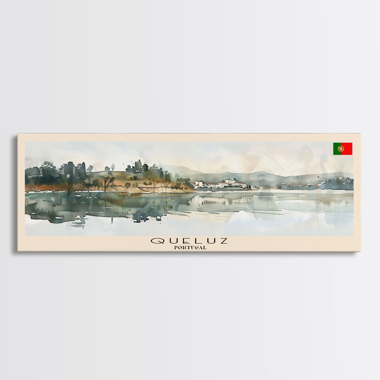 Queluz Portugal Wall Art, Panoramic Travel Poster, Panoramic Framed Canvas Print, City Wall Art, Wall Hanging Home Decor, Travel Art