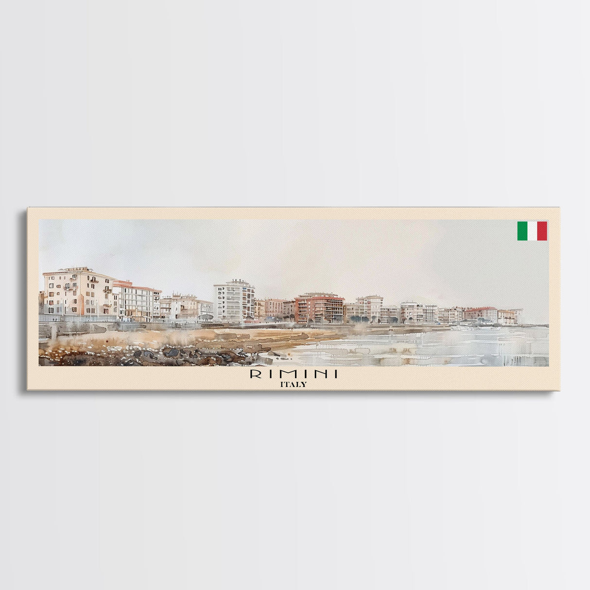 Rimini Italy Travel Art, City Art, Framed Canvas Print or Metal Wall Art, Europe Travel Poster, Panoramic Wall Art, Extra Wide Wall Art