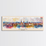 Szeged Hungary Travel Art, City Art, Framed Canvas Print or Metal Wall Art, Europe Travel Poster, Panoramic Wall Art, Extra Wide Wall Art