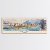 Villach Austria Travel Art, City Art, Framed Canvas Print or Metal Wall Art, Europe Travel Poster, Panoramic Wall Art, Extra Wide Wall Art