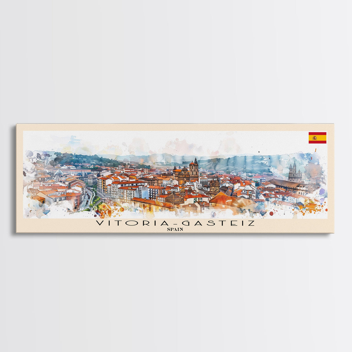 Vitoria Gasteiz Spain Travel Art, City Art, Framed Canvas Print or Metal Wall Art, Europe Travel Poster, Panoramic Wall Art, Extra Wide Wall Art