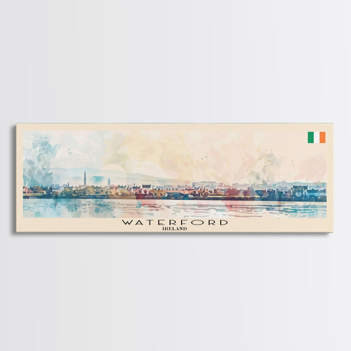 Waterford Ireland Panoramic Travel Poster, Framed Canvas Print or Metal Wall Art, Travel Art, Home Decor, Panoramic Painting, Midcentury Art